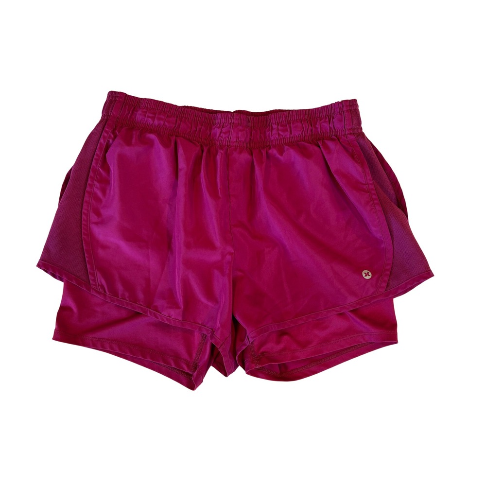 RBX X-Dri Womens Running Shorts Magenta Pink 2-in-1 Athletic Mesh Size Medium